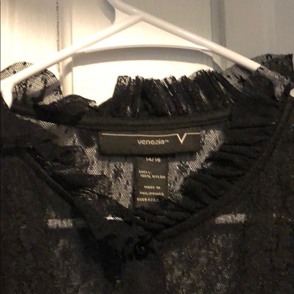 SOLD—Black lace sheer short sleeve top - Picture 5 of 8